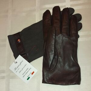 Dark Brown Leather and Suede Lined Gloves